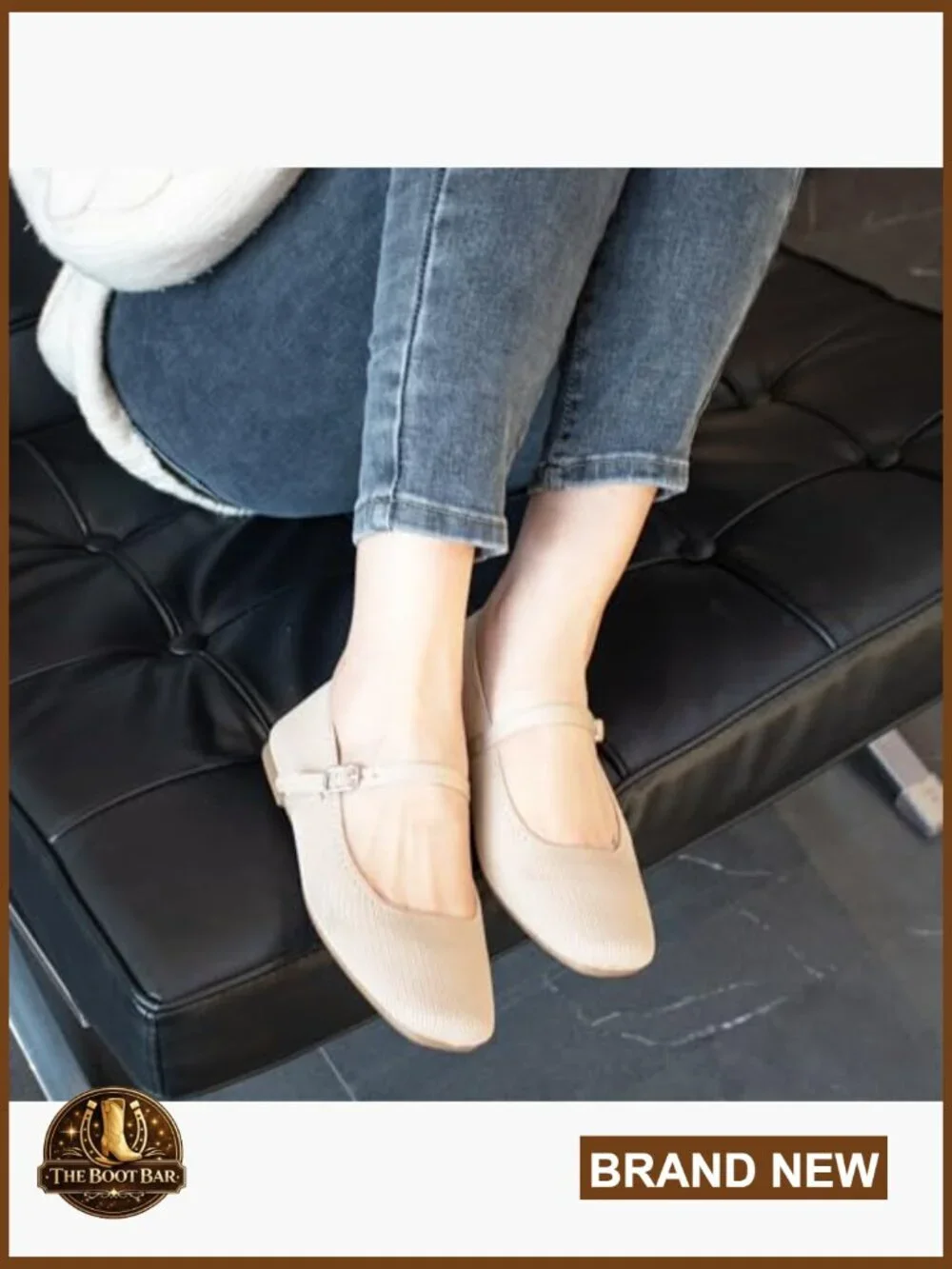 Square Toe Knit Flats Ankle Strap Mary Jane Comfortable Dressy Office
